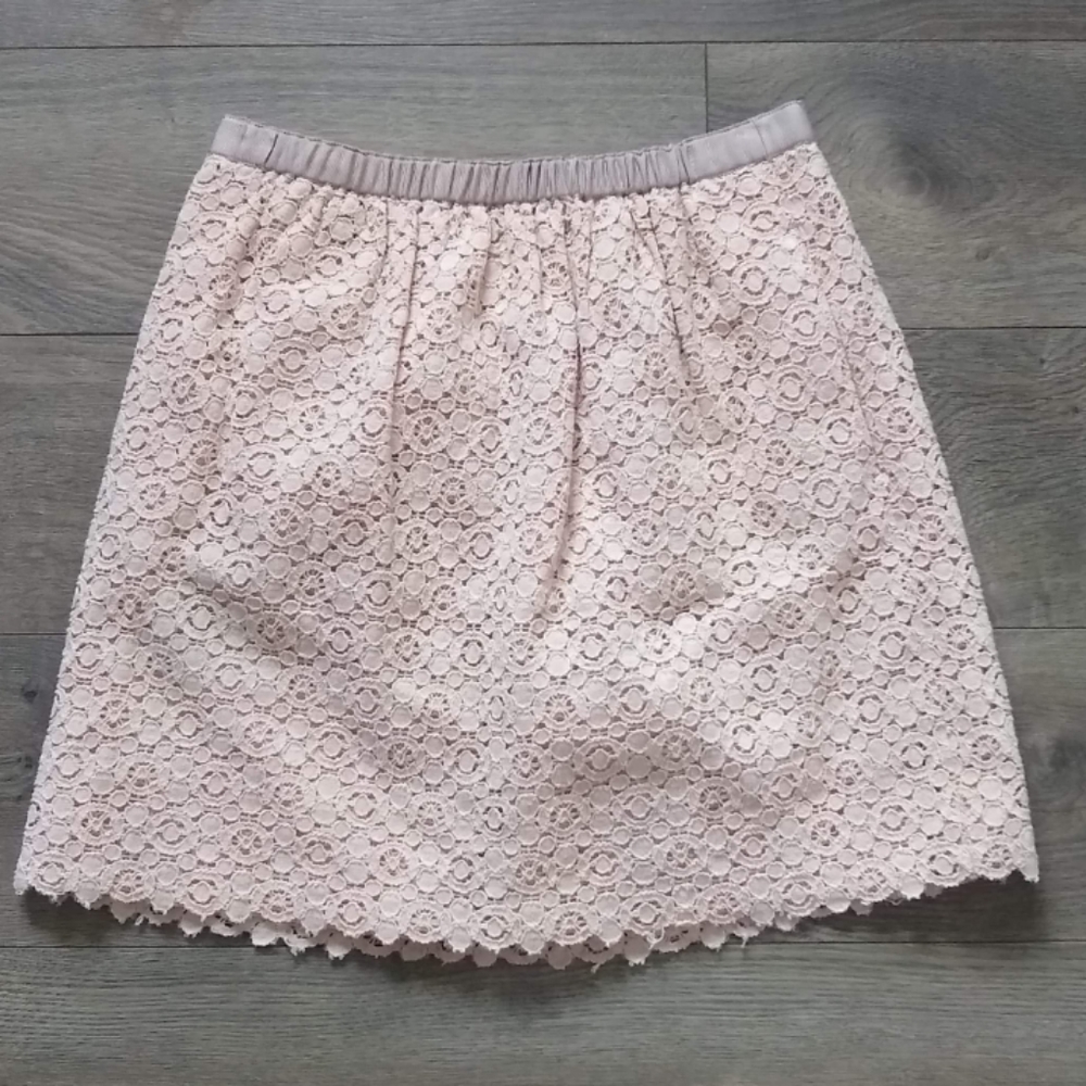 J. CREW Lace Overlay Mini Skirt Soft Pink 0
